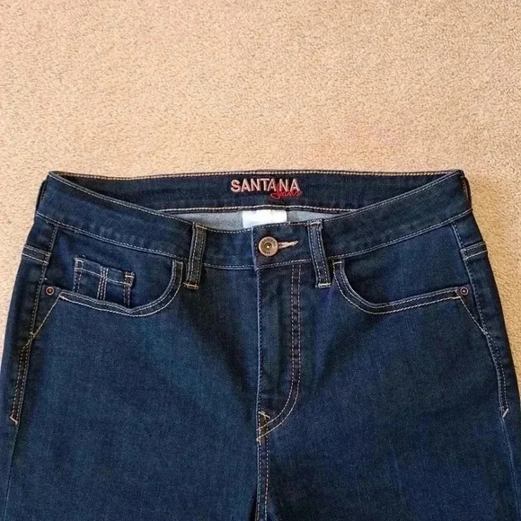 Santana Jeans Women's Size 8 Blue Dark Wash Cropped Stretch Denim - Picture 3 of 9